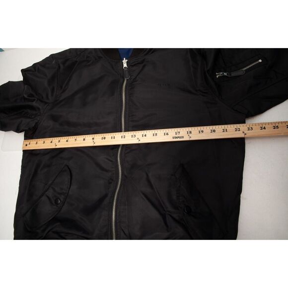 HUF Reversible Jacket Men Medium Black Blue Hawks Pockets Full Zip - Picture 14 of 16